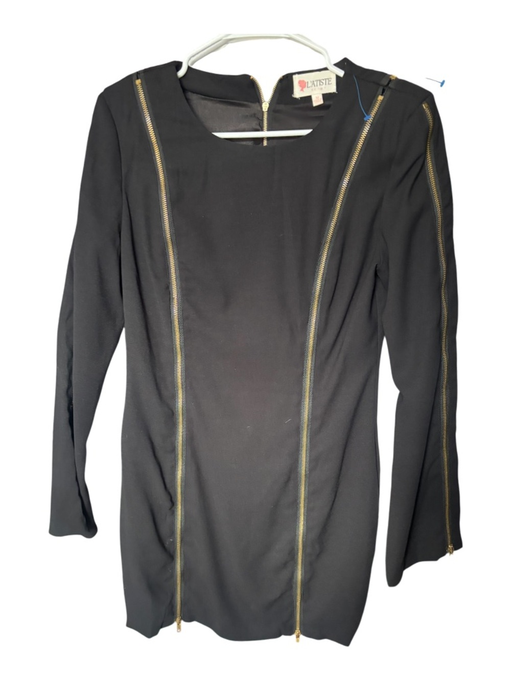 L'ATISTE Black dress with Pink Logo Detail